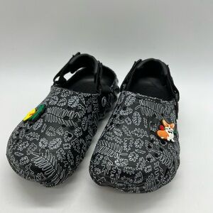 CROCS Kids Black and White Leaf Patterned Water Shoes Size 3